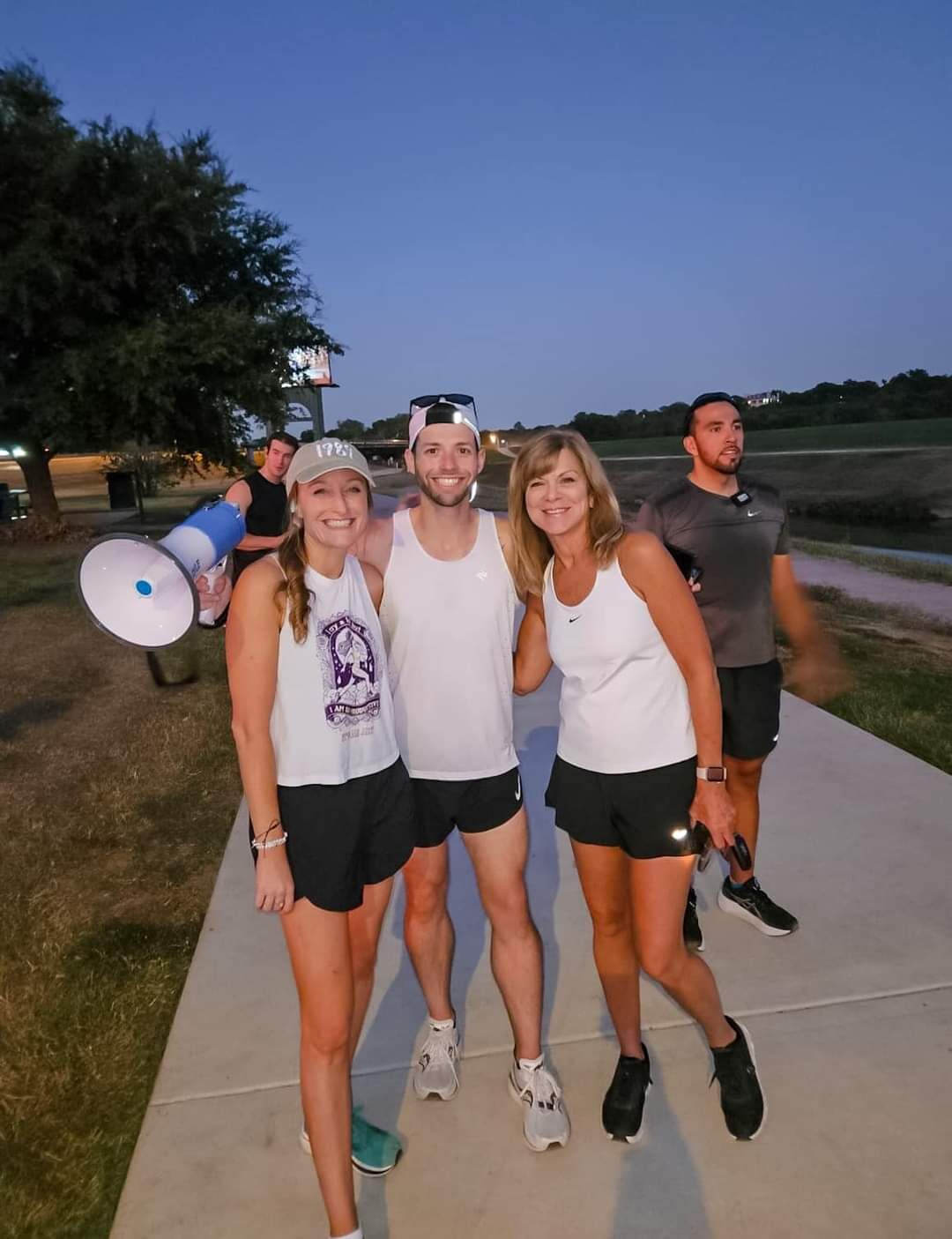 Josh with a megaphone at the finish